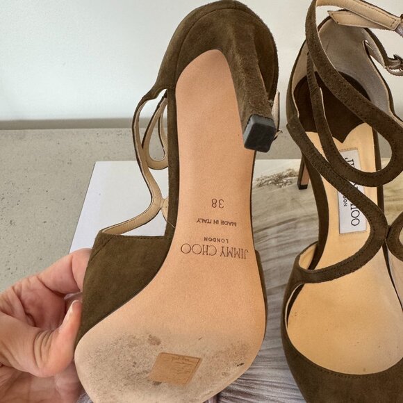 Jimmy Choo Suede T-Strap Pumps - Picture 6 of 7